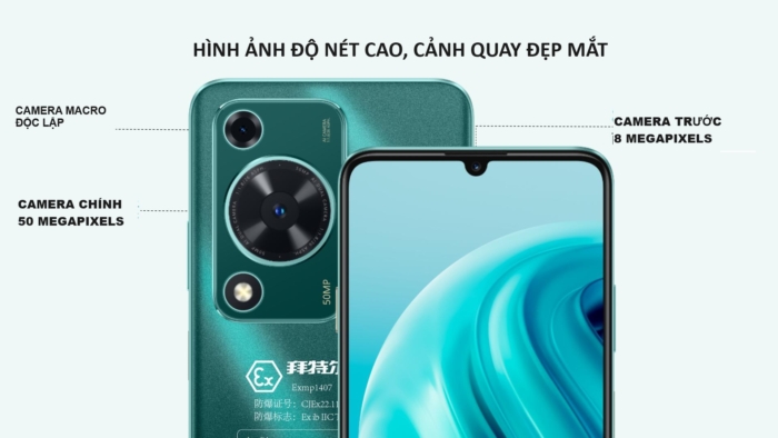 Exmp1407 được trang bị camera trước 8 megapixels và camera sau 50 Megapixel