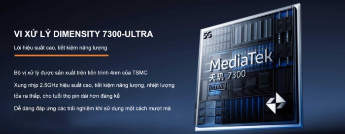 Mi-BTR được trang bị bộ vi xử lý Dimensity 7300-Ultra cao cấp