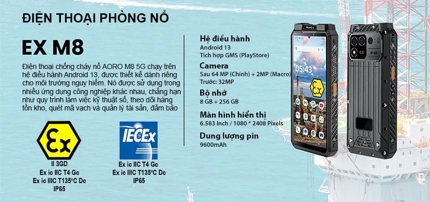 Điện thoại chống cháy nổ ATEX, IECEX M8