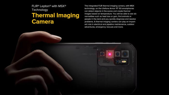 Camera ảnh nhiệt tích hợp trên điện thoại chống cháy nổ AORO A11