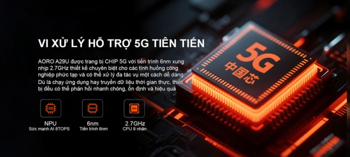 AORO A29U với vi xi xử lý 5G cao cấp  tiến trình 6nm, 8 nhân xung nhịp 2.7GHz
