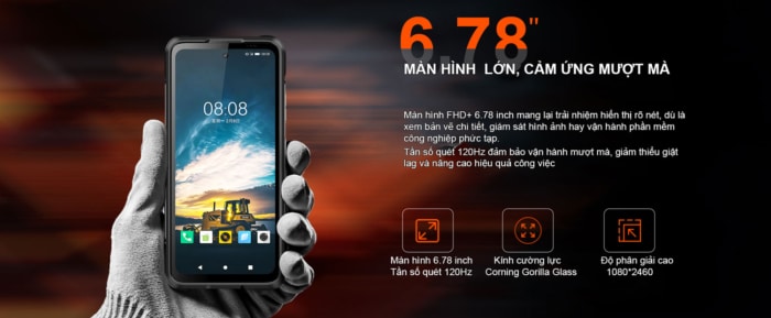 AORO A29U với màn hình 6.78 inch, độ phân giải 1080*2460, tần số quét 120Hz